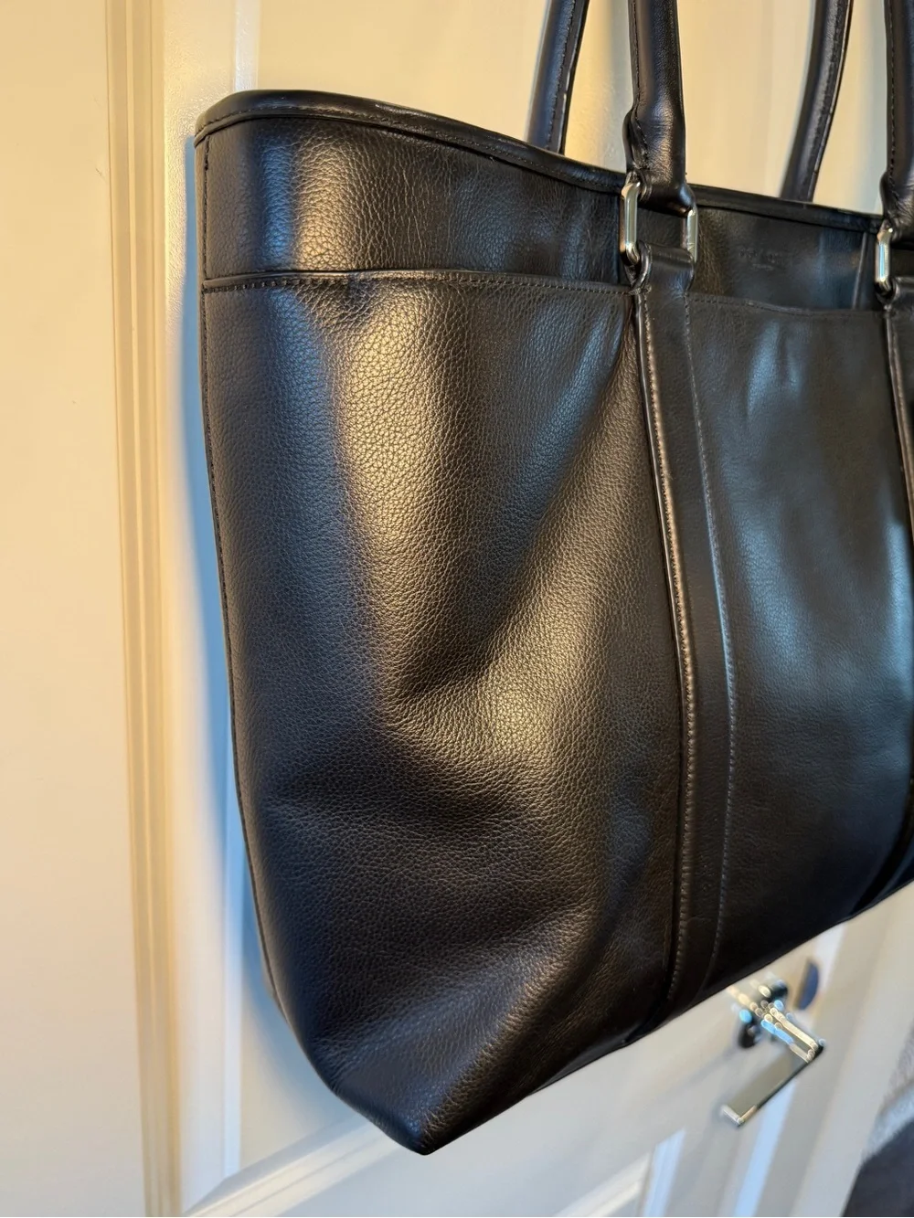 COACH - Black Metropolitan Leather Tote / Briefcase with Silver Hardware
